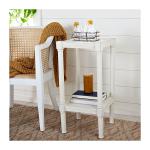 White Carved Pinewood Farmhouse Accent Table