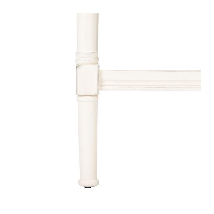 White Carved Pinewood Farmhouse Accent Table