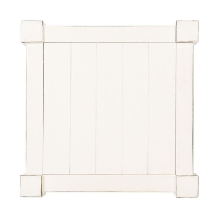 White Carved Pinewood Farmhouse Accent Table