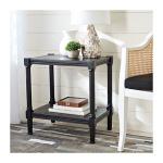 Black Carved Pinewood Farmhouse Accent Table