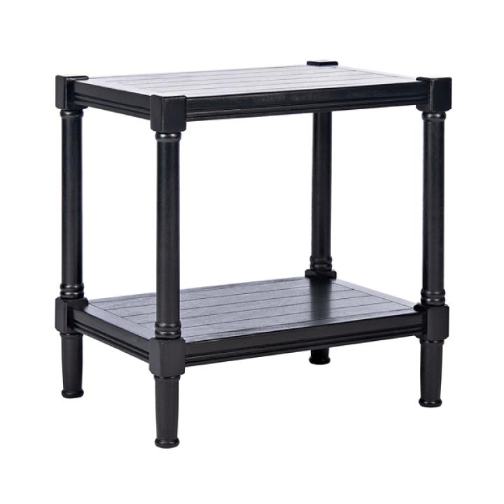 Black Carved Pinewood Farmhouse Accent Table