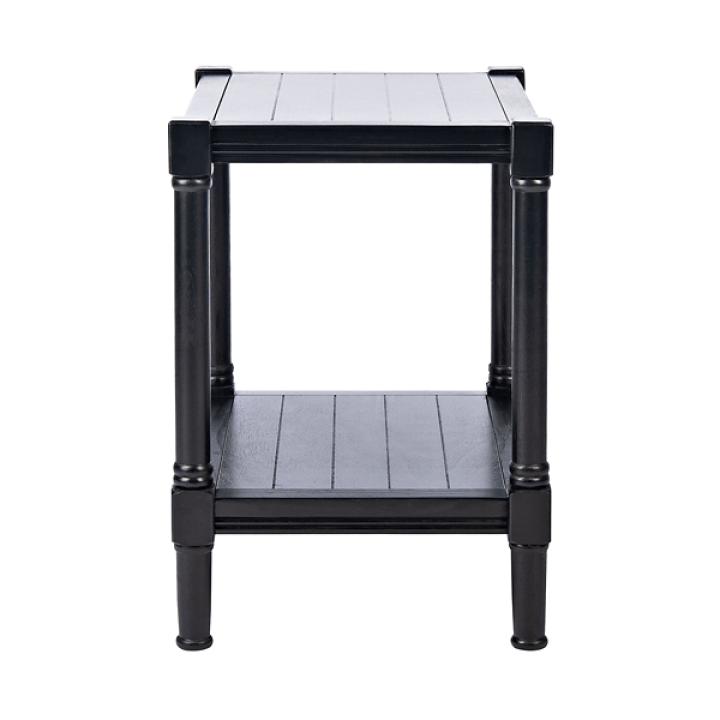 Black Carved Pinewood Farmhouse Accent Table