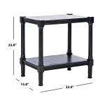 Black Carved Pinewood Farmhouse Accent Table