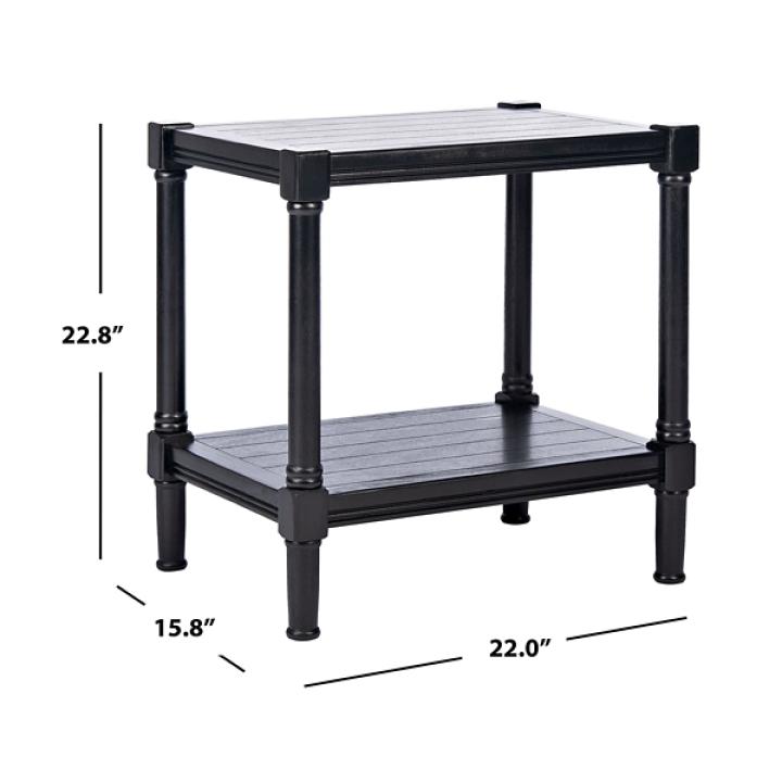 Black Carved Pinewood Farmhouse Accent Table