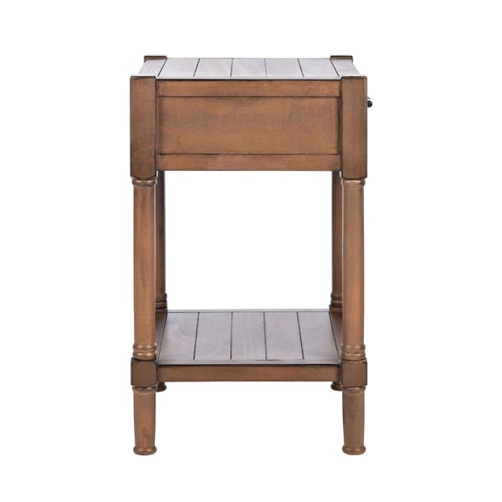 Natural Geometric Industrial Pull Accent Table