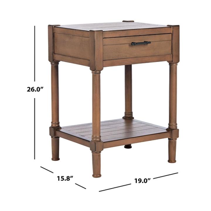 Natural Geometric Industrial Pull Accent Table