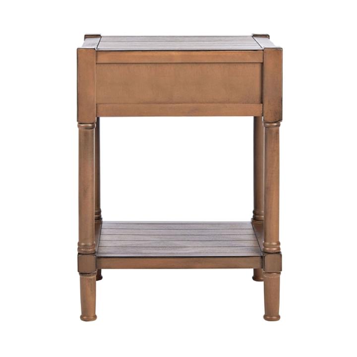 Natural Geometric Industrial Pull Accent Table