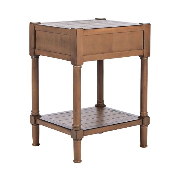 Natural Geometric Industrial Pull Accent Table
