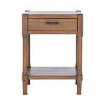 Natural Geometric Industrial Pull Accent Table