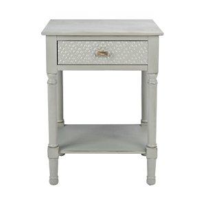 Evelina Gray Textured Single Drawer Accent Table
