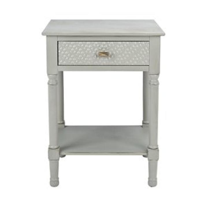 Evelina Gray Textured Single Drawer Accent Table