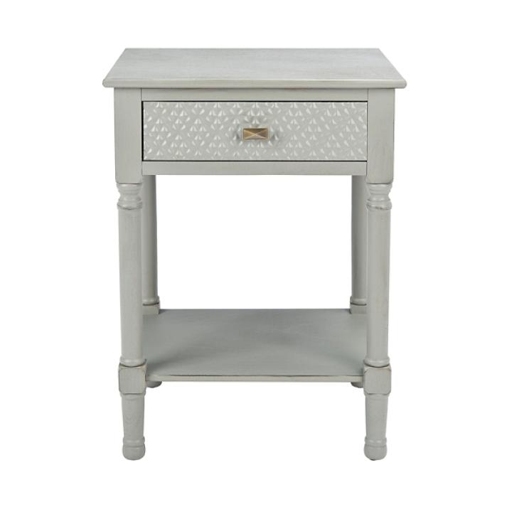 Evelina Gray Textured Single Drawer Accent Table