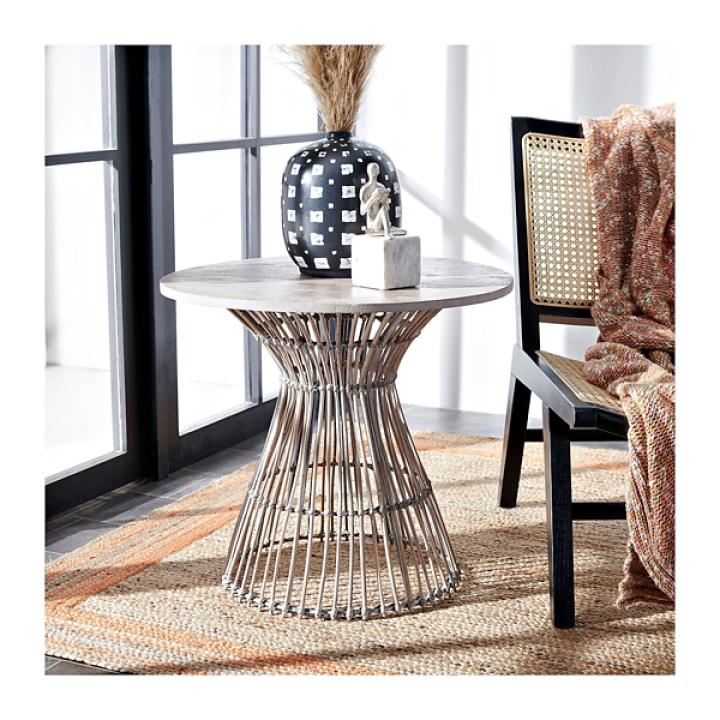 Graywash Mango Wood Top Accent Table