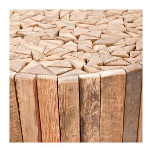 Reclaimed Teak Round Block Accent Table