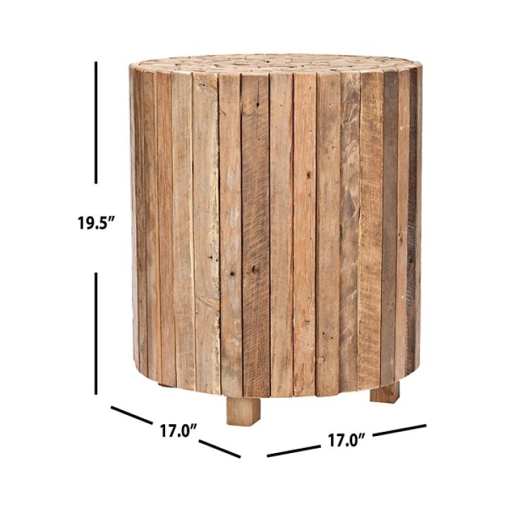 Reclaimed Teak Round Block Accent Table