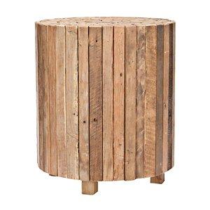 Reclaimed Teak Round Block Accent Table