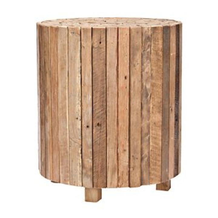 Reclaimed Teak Round Block Accent Table