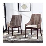 Rattan and Mahogany Accent Chair with Cushion