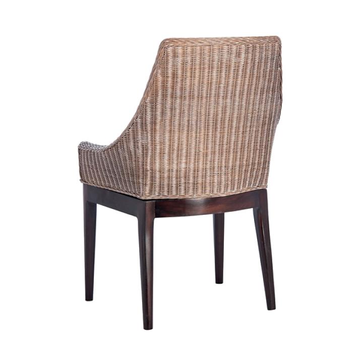 Rattan and Mahogany Accent Chair with Cushion