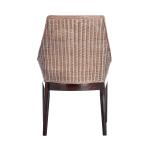 Rattan and Mahogany Accent Chair with Cushion