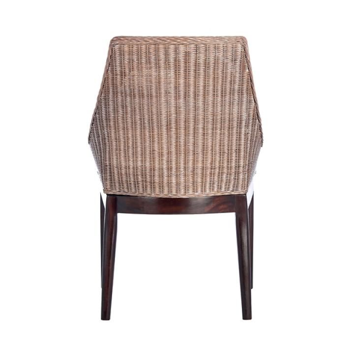 Rattan and Mahogany Accent Chair with Cushion