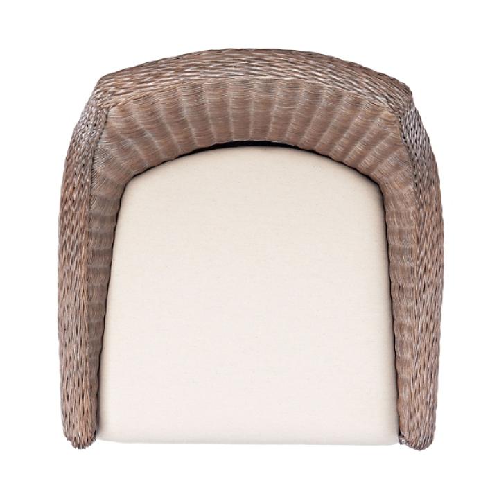 Rattan and Mahogany Accent Chair with Cushion