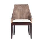 Rattan and Mahogany Accent Chair with Cushion