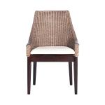 Rattan and Mahogany Accent Chair with Cushion