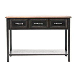 Ainsly Distressed Black Oak Top Console Table