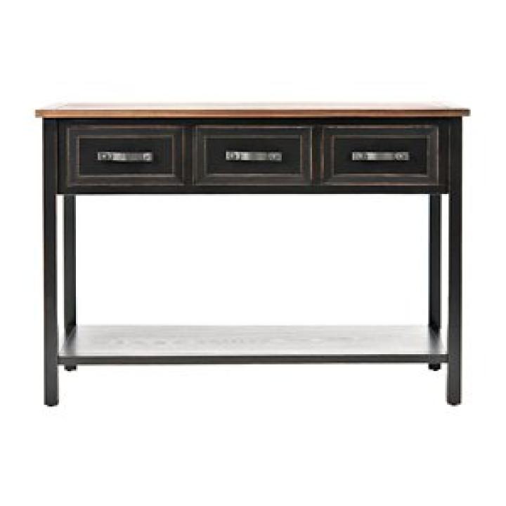 Ainsly Distressed Black Oak Top Console Table