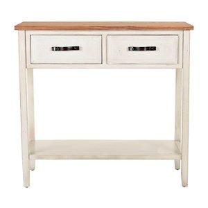 Natural and White Elm and Poplar Console Table
