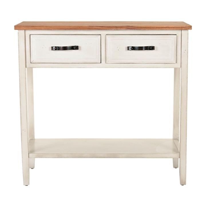 Natural and White Elm and Poplar Console Table
