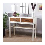 White and Brown Herringbone Console Table