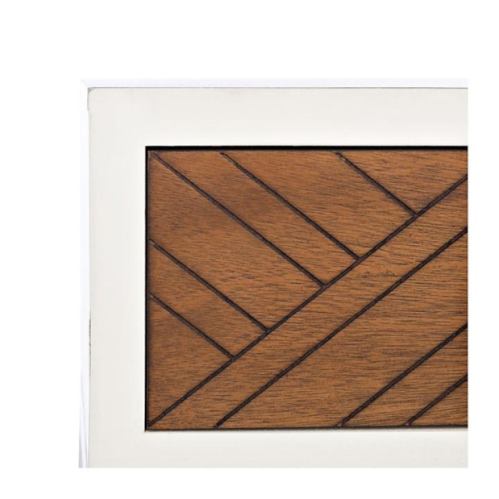 White and Brown Herringbone Console Table