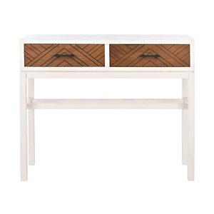 White and Brown Herringbone Console Table