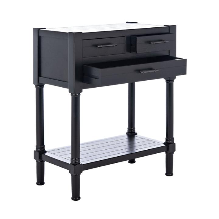 Wilbert 3-Drawer Black Console Table
