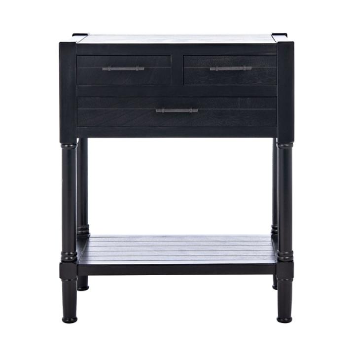 Wilbert 3-Drawer Black Console Table