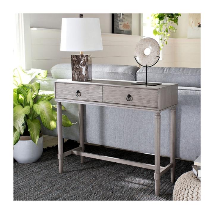 Rivera White Carved Rustic Console Table