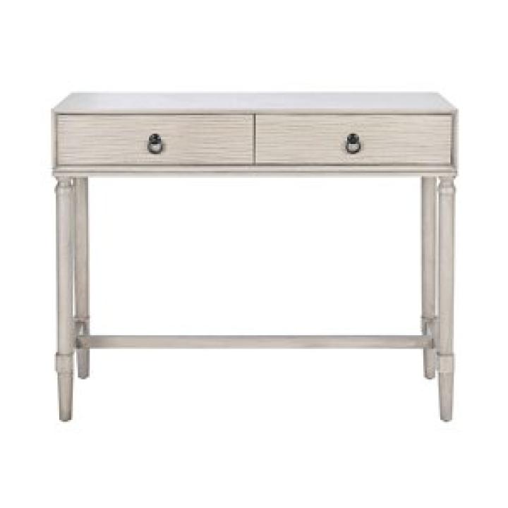 Rivera White Carved Rustic Console Table