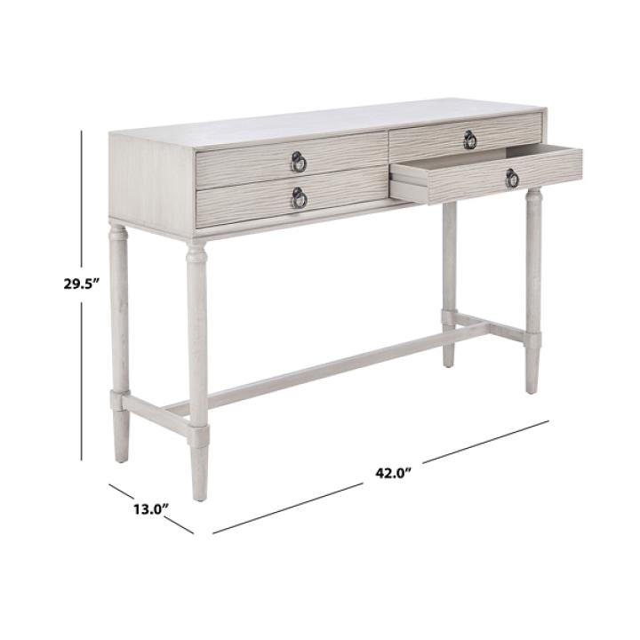 Rivera White Carved Rustic Quad Console Table