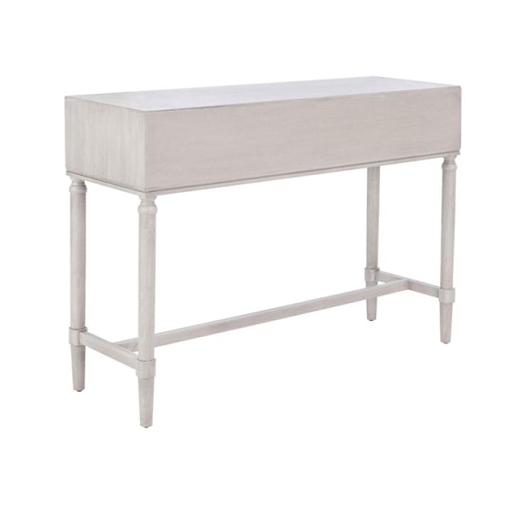 Rivera White Carved Rustic Quad Console Table