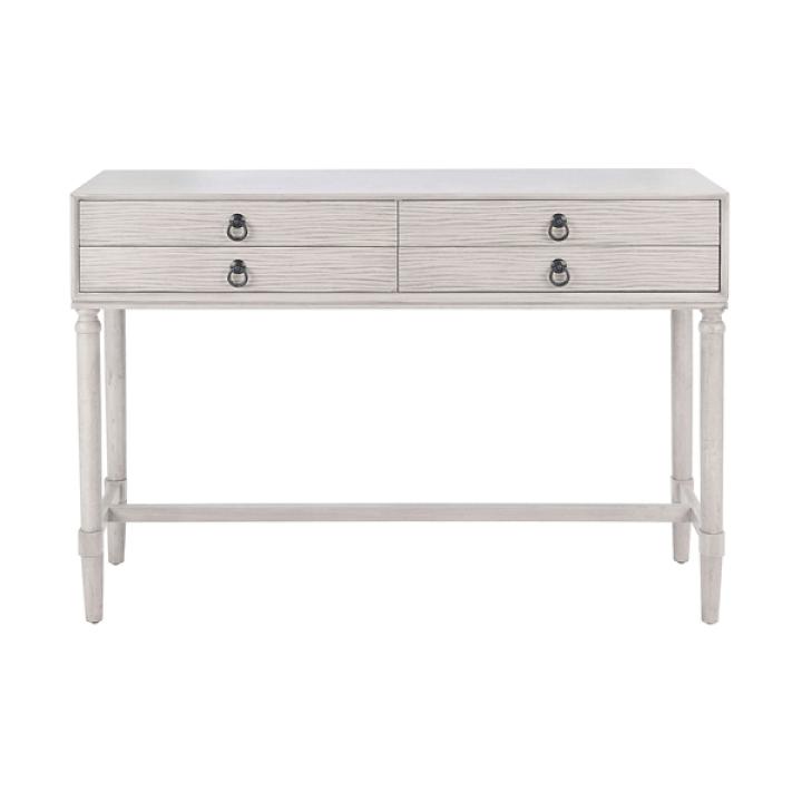 Rivera White Carved Rustic Quad Console Table