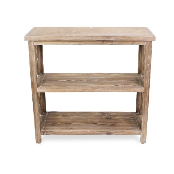 Natural Double X Wood Bookshelf