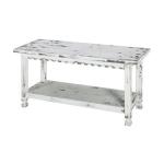 Antiquated White Farmhouse Shelf Bench