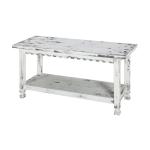 Antiquated White Farmhouse Shelf Bench