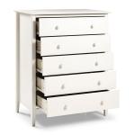 White Brazilian Pine Wood 5-Drawer Chest