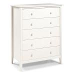 White Brazilian Pine Wood 5-Drawer Chest