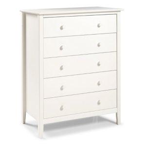 White Brazilian Pine Wood 5-Drawer Chest