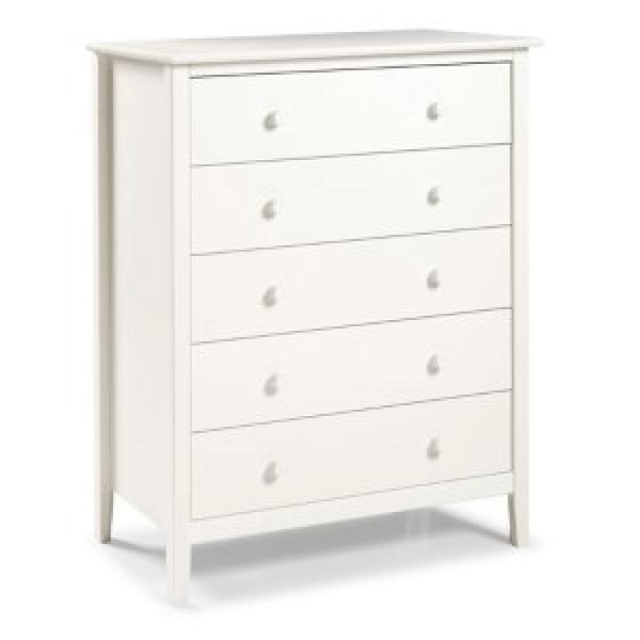 White Brazilian Pine Wood 5-Drawer Chest
