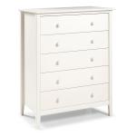 White Brazilian Pine Wood 5-Drawer Chest